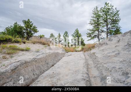 Oregon Trail Ruts State Historic site à Guernesey, Wyoming, États-Unis Banque D'Images