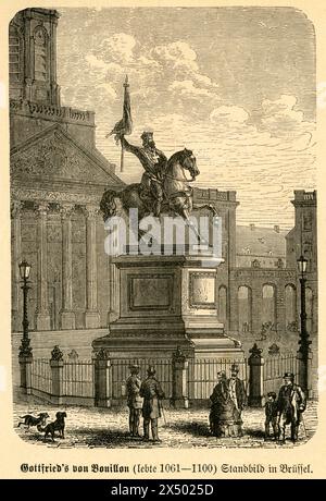 Statue cavalière de Godfrey de Bouillon, LE DROIT D'AUTEUR DE L'ARTISTE NE DOIT PAS ÊTRE EFFACÉ Banque D'Images