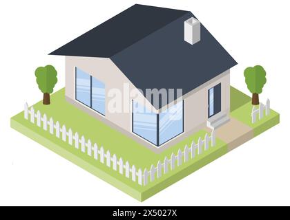 Bâtiment isométrique. Icône de maison résidentielle. Illustration vectorielle. SPE 10. Illustration de Vecteur