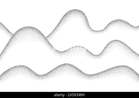 Fond de motif ondulé grain. Texture de point de bruit noir, lignes pointillées abstraites de point, effet de grain de sable, illustration vectorielle isolée sur Illustration de Vecteur