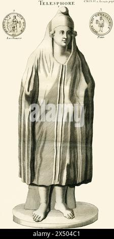 Telesphore (Telesphore), Dieu grec de la guérison, probablement le fils d'Asclépius, LE DROIT D'AUTEUR DE L'ARTISTE N'A PAS À ÊTRE EFFACÉ Banque D'Images
