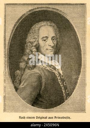 Voltaire (Francois Marie Arouet), 1694 / 1778, auteur français, LE DROIT D'AUTEUR DE L'ARTISTE NE DOIT PAS ÊTRE EFFACÉ Banque D'Images