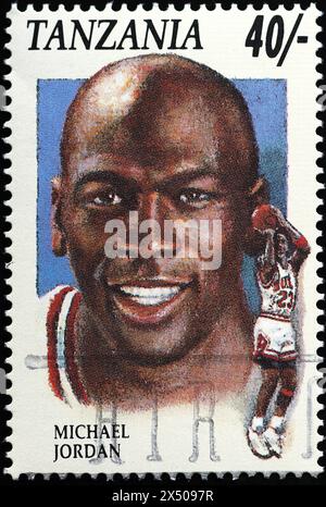 Ancien joueur de basket Michael Jordan sur timbre-poste Banque D'Images