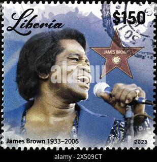 James Brown sur timbre-poste du Libéria Banque D'Images