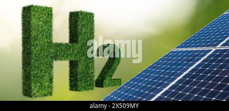 Obtenir de l'hydrogène vert à partir de sources d'énergie renouvelables. Concept. Banque D'Images