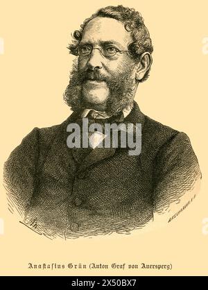 Portrait du poète et homme politique autrichien Anastasius Grün (Comte Anton Alexander von Auersperg), Autriche, le DROIT D'AUTEUR DE L'ARTISTE N'A PAS À ÊTRE EFFACÉ Banque D'Images