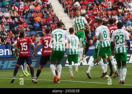 Pampelune, Espagne. 5 mai 2024. Sport. Football/Football. Match de football de la Liga EA Sports entre CA Osasuna et Real Betis joué au stade El Sadar à Pampelune (Espagne) le 5 mai 2024. Crédit : Inigo Alzugaray/cordon Press crédit : CORDON PRESS/Alamy Live News Banque D'Images