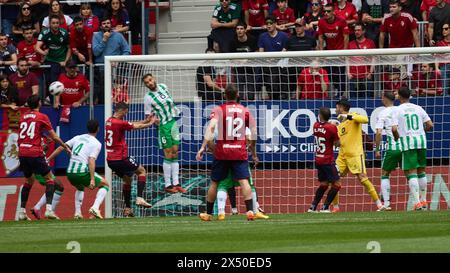 Pampelune, Espagne. 5 mai 2024. Sport. Football/Football. Match de football de la Liga EA Sports entre CA Osasuna et Real Betis joué au stade El Sadar à Pampelune (Espagne) le 5 mai 2024. Crédit : Inigo Alzugaray/cordon Press crédit : CORDON PRESS/Alamy Live News Banque D'Images