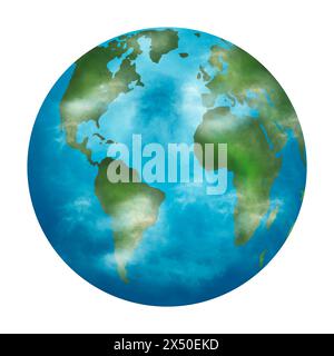 Image générée numériquement de la planète Terre sur fond blanc Banque D'Images