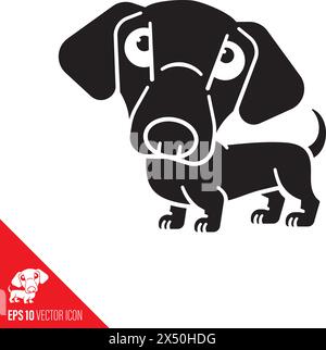 Icône de glyphe vectoriel de dessin animé Cute Tachshund pour Bobblehead Day le 7 janvier Illustration de Vecteur