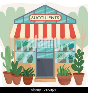 Boutique de fleurs succulentes Illustration de Vecteur