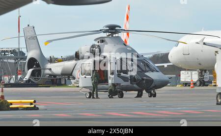 FRANCE - NANTES , LE SAMEDI 10 FEVRIER 2024. AEROPORT DE NANTES ATLANTIQUE - HELICOPTERE - AIRBUS H160B - MARINE NATIONALE - BABOCK MCS FRANCE - F-HTHC . FRANÇOIS NAVARRO / FPI Banque D'Images