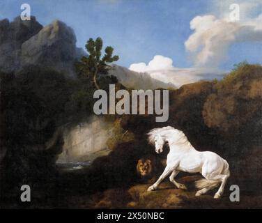 George Stubbs, cheval effrayé par un lion, peinture à l'huile sur toile, 1770 Banque D'Images