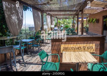 Terraza Quitapesares café restaurante par le santuario de la fuensanta à Murcie Espagne Banque D'Images