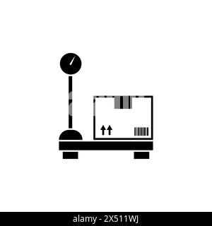 Icône de vecteur plat d'échelle de poids de cargaison industrielle. Symbole solide simple isolé sur fond blanc. Modèle de conception d'enseigne de balance de chargement industriel f Illustration de Vecteur