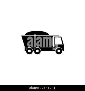 Icône de vecteur plat de camion benne basculante. Symbole solide simple isolé sur fond blanc. Modèle de conception d'enseigne de camion basculant pour élément d'interface utilisateur Web et mobile Illustration de Vecteur