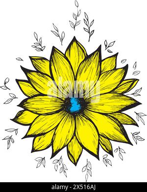 Illustration vectorielle isolée de fleur jaune d'aquarelle. motif fleuri minimaliste simple. Illustration de Vecteur