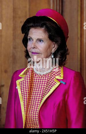 Stockholm, Schweden. 06 mai 2024. La Reine Silvia de Suède au Palais Royal de Stockholm, le 6 mai 2024, le 1er d'une visite d'Etat de 2 jours du Danemark en Suède crédit : Albert Nieboer/Netherlands OUT/point de vue OUT/dpa/Alamy Live News Banque D'Images