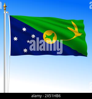 Territoire de l'île Christmas, drapeau officiel agitant, Australie, pays océanien, illustration vectorielle Illustration de Vecteur