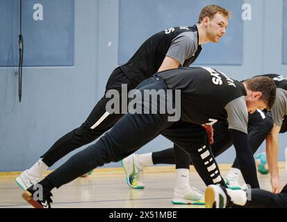 Copenhague, Danemark. 06 mai 2024. Mathias Gidsel et Niklas Landin lors de l'entraînement avec les hommes de Handball à Broendby, lundi 6 mai 2024. (Photo : Liselotte Sabroe/Ritzau Scanpix) crédit : Ritzau/Alamy Live News Banque D'Images