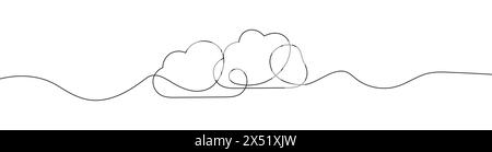 Élégant dessin en ligne continue d'un nuage, représenté comme une icône linéaire. Ce dessin minimaliste à une ligne fournit une représentation simple mais élégante Illustration de Vecteur
