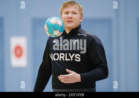 Copenhague, Danemark. 06 mai 2024. Emil Nielsen lors de l'entraînement avec les hommes de Handball à Broendby, lundi 6 mai 2024. (Photo : Liselotte Sabroe/Ritzau Scanpix) crédit : Ritzau/Alamy Live News Banque D'Images