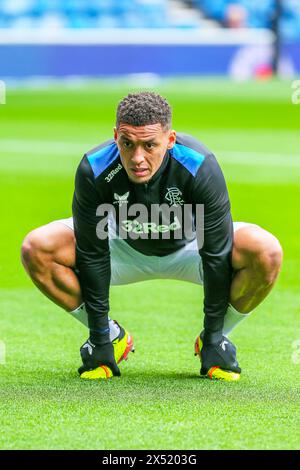 JAMES TAVERNIER, footballeur professionnel, jouant pour le Rangers FC, photo prise lors d'un entraînement avant match et d'une séance d'échauffement Banque D'Images