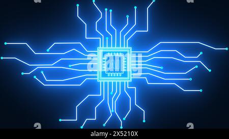 Carte de circuit imprimé numérique ai, carte de circuit imprimé, chemin semi-conducteur, technologie ai avec chemin, intelligence artificielle Banque D'Images