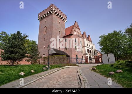 Route pavée menant au château royal historique reconstruit de Poznan, en Pologne Banque D'Images