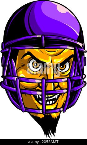 Graphic Vector Sports : démonstration d'une mascotte démon du diable de football américain sur le casque de football Illustration de Vecteur