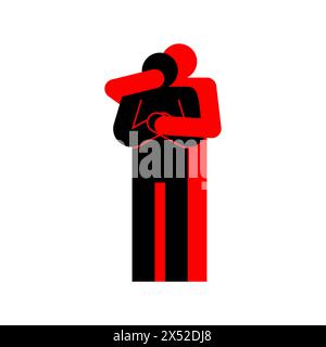 Capturer la victime. Signe de violence. Maniac tient le symbole de la victime. Icône violeur et victime Illustration de Vecteur