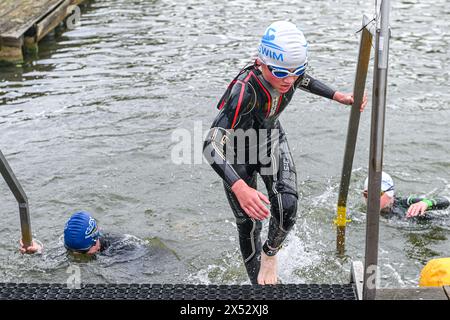 Viersel, Belgique. 04 mai 2024. Natation photographiée lors d'un Triatlon à Viersel, le samedi 4 mai 2024 à Viersel, Belgique . Crédit : Sportpix/Alamy Live News Banque D'Images