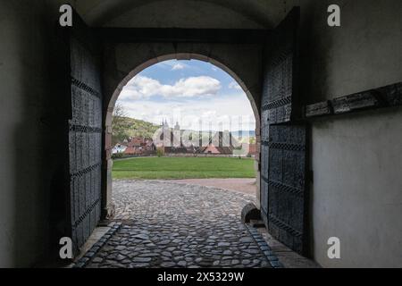 Château de Wilhelmsburg, vue par la porte d'entrée, Schmalkalden, Thuringe, Allemagne Banque D'Images