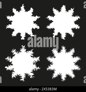 Ensemble de silhouette de flocons de neige vectoriels. Motifs géométriques uniques en cristal de glace. Motifs symétriques de la saison d'hiver. Illustration de Vecteur