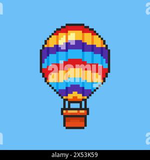 Pixel de ballon à air chaud coloré Art. Conception d'illustration vectorielle, parfaite pour les conceptions à thème d'actifs de jeu Illustration de Vecteur