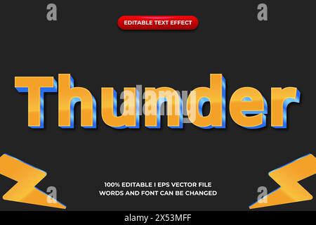 Effets de texte modifiables Thunder , mots et police peuvent être modifiés Illustration de Vecteur