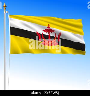 Brunei Darussalam, drapeau officiel d'agitations nationales, pays asiatique, illustration vectorielle Illustration de Vecteur