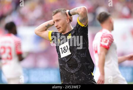 Leipzig, Allemagne. 27 avril 2024. firo : 27.04.2024, football, football, 1.Liga, 1.Bundesliga, Season 2023/2024, RB, Red Bull Leipzig - BVB, Borussia Dortmund 4:1 Marco Reus, BVB, Disception Credit : dpa/Alamy Live News Banque D'Images