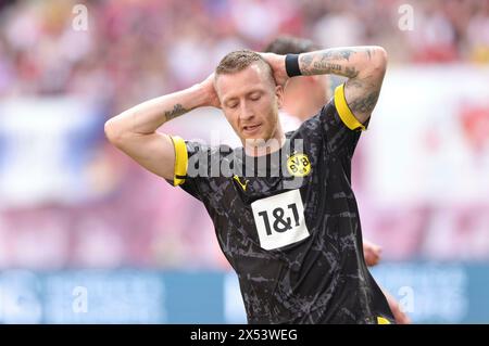 Leipzig, Allemagne. 27 avril 2024. firo : 27.04.2024, football, football, 1.Liga, 1.Bundesliga, Season 2023/2024, RB, Red Bull Leipzig - BVB, Borussia Dortmund 4:1 Marco Reus, BVB, Disception Credit : dpa/Alamy Live News Banque D'Images