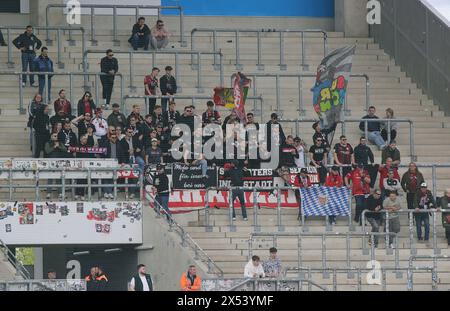 Mangez, Deutschland. 28 avril 2024. firo : 28.04.2024 Football, Football, 3. Troisième Bundesliga, saison 2023/2024, 35. Matchday, RWE RW Rot Weiss Essen - FC Ingolstadt 04 4:0 fans de FC Ingolstadt 04 crédit : dpa/Alamy Live News Banque D'Images