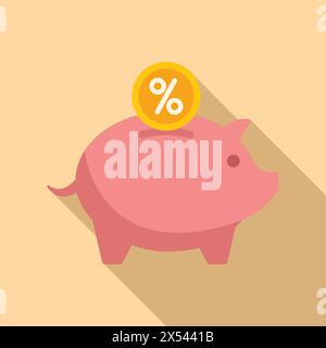 Vecteur plat d'icône de banque piggy de programme de fidélité. Système de bonus. Gagnez des avantages Illustration de Vecteur