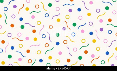 Motif de confettis coloré festif. Fond d'art de style minimaliste créatif. Motif griffonnage amusant Illustration de Vecteur