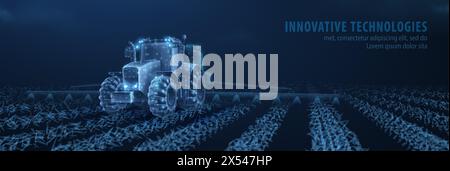 Tracteur agricole sur irrigation. Culture, plantation de soja, agronomie fermière Illustration de Vecteur