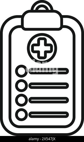 Vecteur de contour d'icône de tableau médical. Carte médicale du patient. Diagnostic de formulaire Illustration de Vecteur