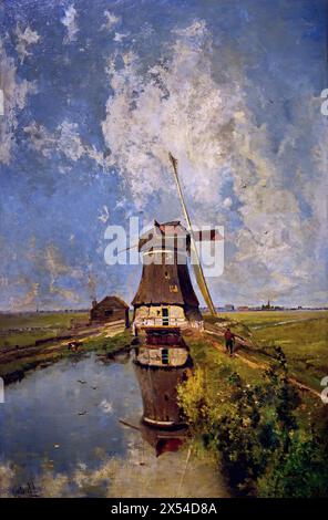 Un moulin sur le canal du polder, connu sous le nom de Paul Joseph Constantin Gabriël au mois de juillet 1889 ou Paul Gabriël de 1828 à 1903 était un peintre, dessinateur, aquarelliste et graveur qui appartenait à l'école de la Haye. Néerlandais, pays-Bas, Rijksmuseum, Amsterdam. Banque D'Images