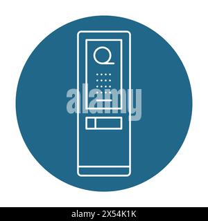 Icône de la ligne noire du distributeur de billets de cinéma en libre-service. Pictogramme pour page Web, application mobile, Promo. Illustration de Vecteur
