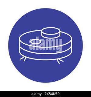 Icône de ligne de couleur du robot-aspirateur. Appareil électroménager. Pictogramme de contour pour page web, application mobile, promo Illustration de Vecteur