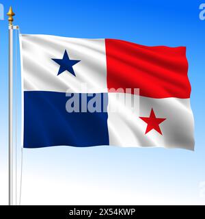 Panama, drapeau officiel de l'ondulation nationale, pays sud-américain, illustration vectorielle Illustration de Vecteur