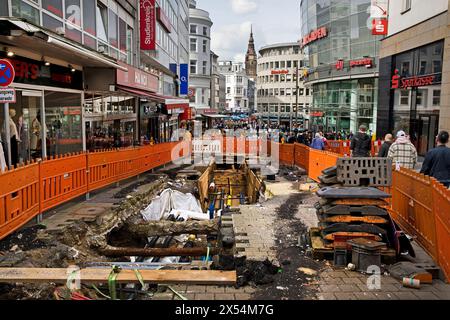 Chantier de construction dans la zone piétonne, rénovation des infrastructures, Alte Freiheit, Allemagne, Rhénanie du Nord-Westphalie, Bergisches Land, Wuppertal Banque D'Images