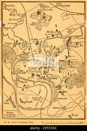 Géographie / voyage, Allemagne, France, guerre franco-prussienne, plan de la bataille près de Champigny / Villiers, LE COPYRIGHT DE L'ARTISTE NE DOIT PAS ÊTRE EFFACÉ Banque D'Images